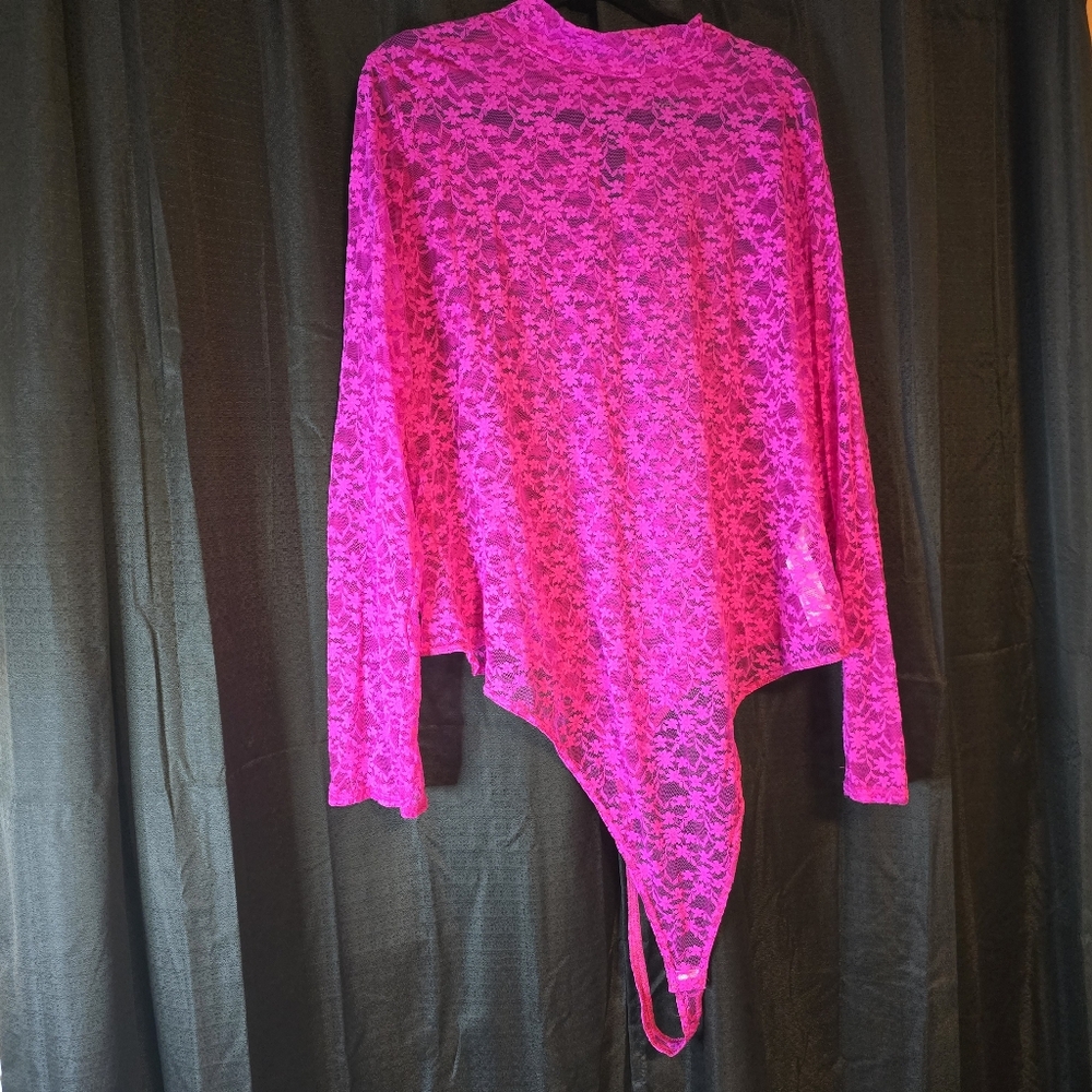 Boohoo Pink Lace Women's Bodysuit